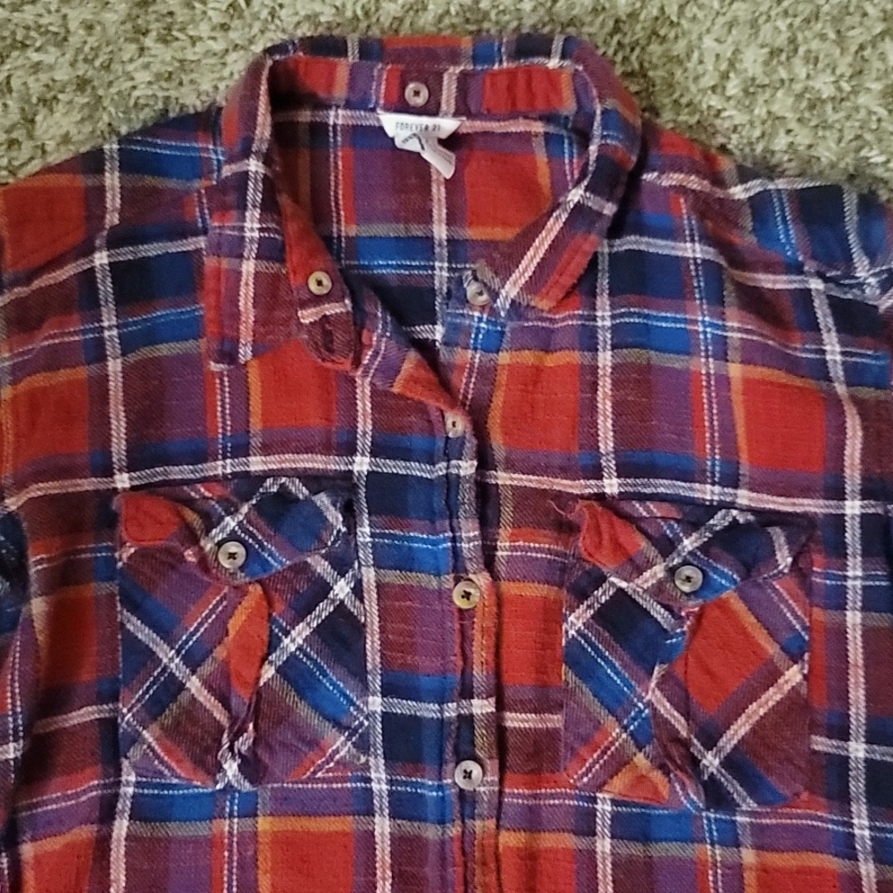 Forever 21 Flannel Shirt Women's Size Small - Picture 2 of 4
